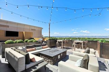 Rooftop lounge with scenic views